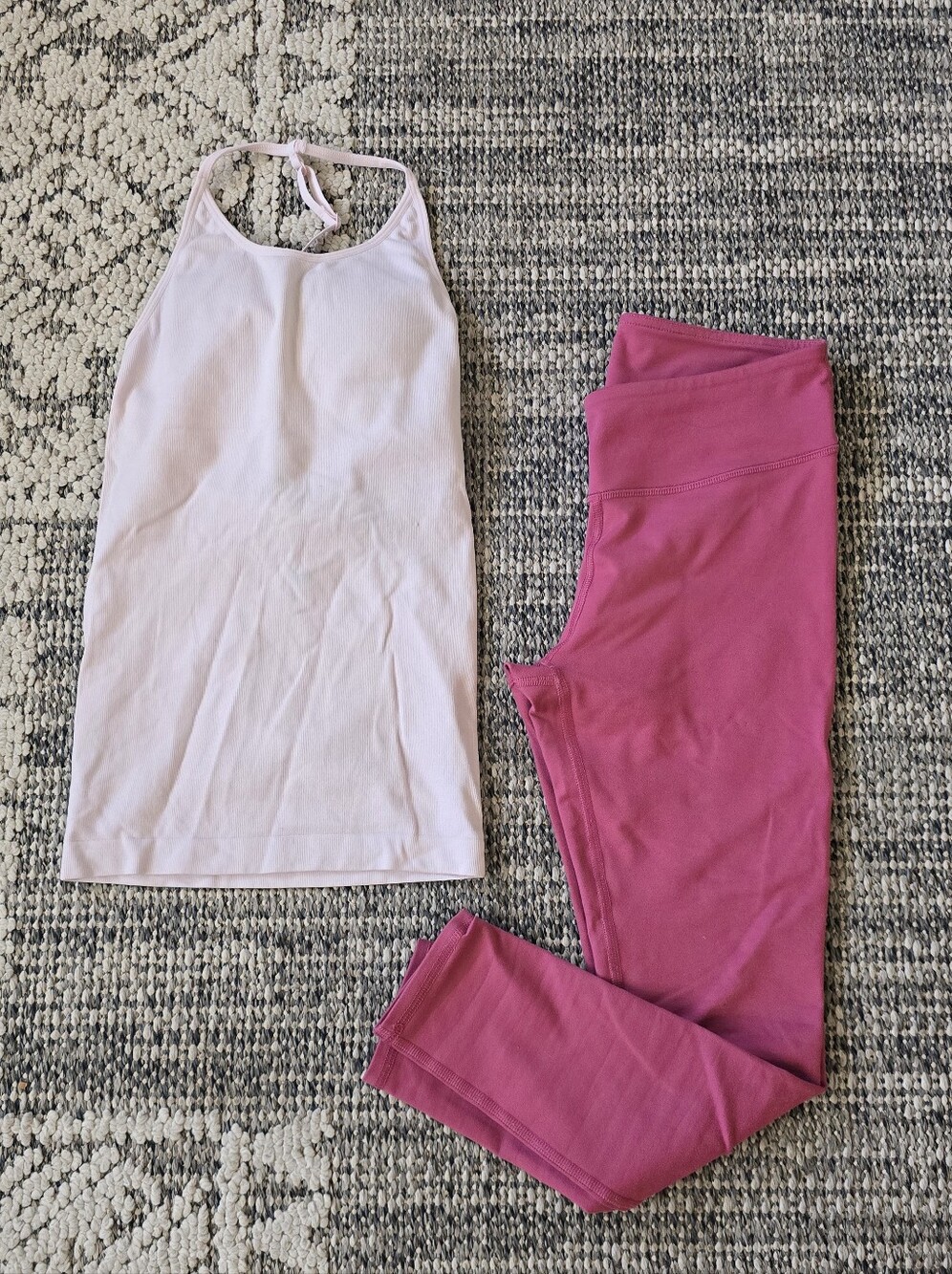 Fabletics Light Pink Halter Tank with Fuchsia Leggings